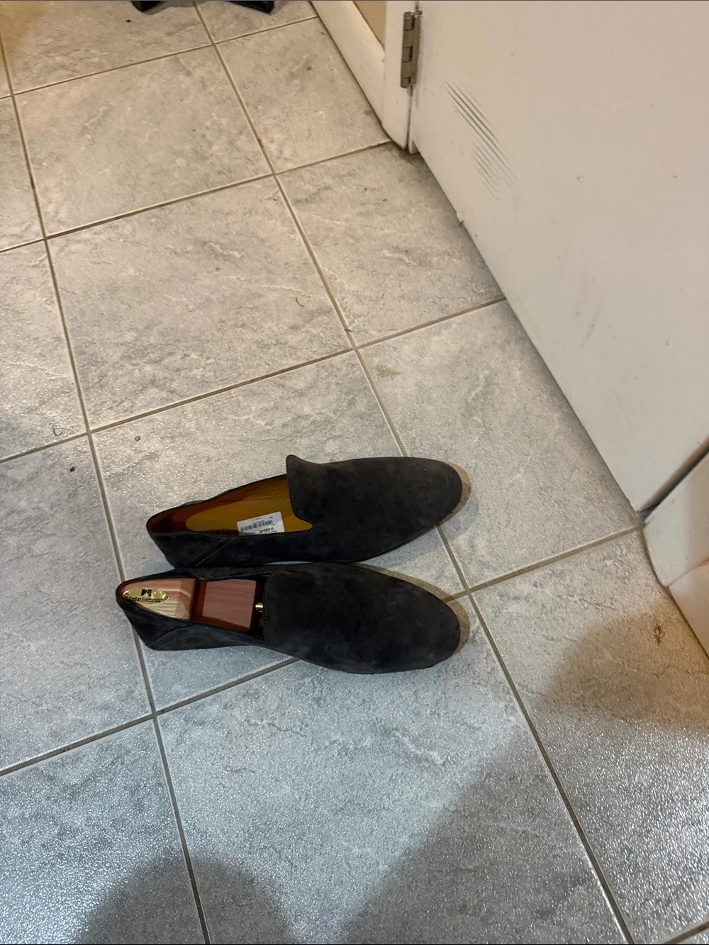 Magnanni Dark Gray Suede Slip-On Loafers